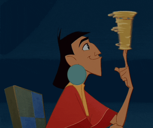 a cartoon character is holding a stack of pancakes