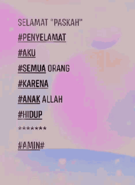 a pink and blue background with the words " selamat paskah " written on it