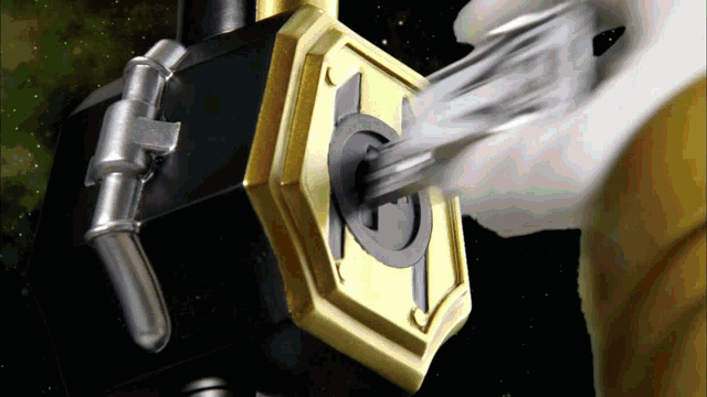 a person is holding a key in a lock with a shield on it