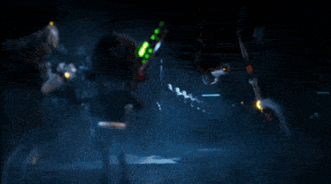 a couple of robots standing next to each other holding a bat