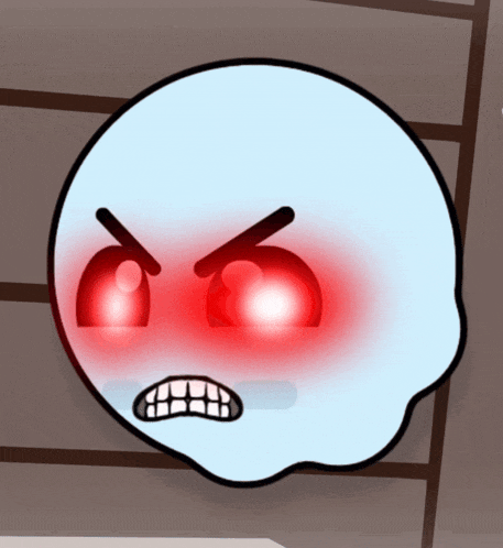a cartoon drawing of a ghost with red eyes