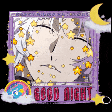 a picture of a man with stars on his face and the words good night on the bottom