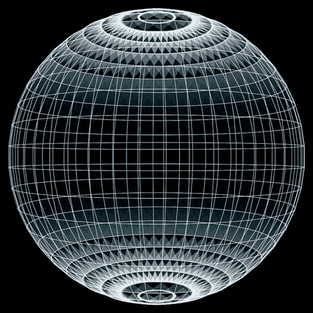 a sphere with a black background and a grid around it