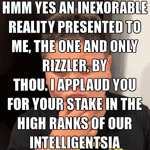 a man is holding his hand to his chin and says hmm yes an inexplicable reality presented to me the one and only riddler