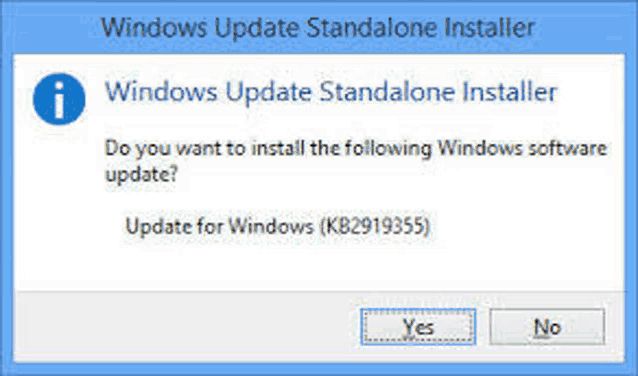 a screenshot of a windows update standalone installer asking if you want to install the following windows software update