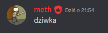a picture of a man holding a chainsaw with the words meth and dzis o 21:54 below him