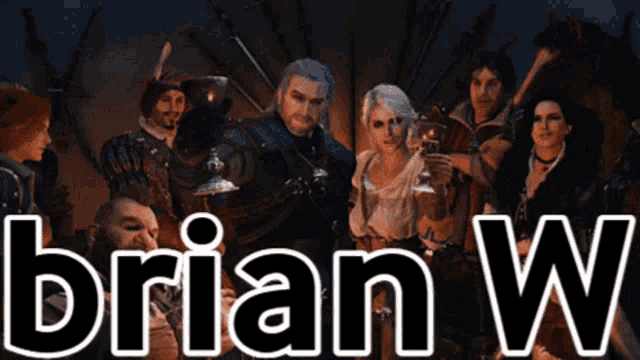 a group of people are posing for a picture with the name brian w on the bottom