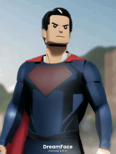 a cartoon of superman with the words dreamface animated with ai on the bottom