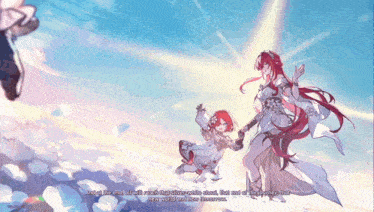a cartoon of a woman holding a child 's hand with the words " and their wish will reach that other white cloud "