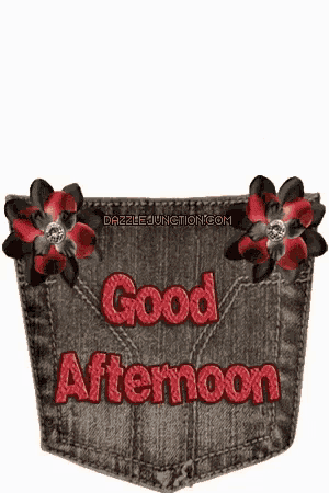 a picture of a pocket that says good afternoon with flowers on it .