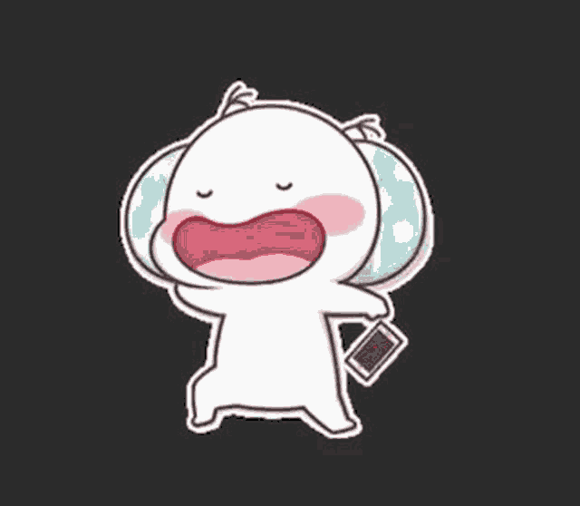 a cartoon character is holding a book and crying while standing on a black background .