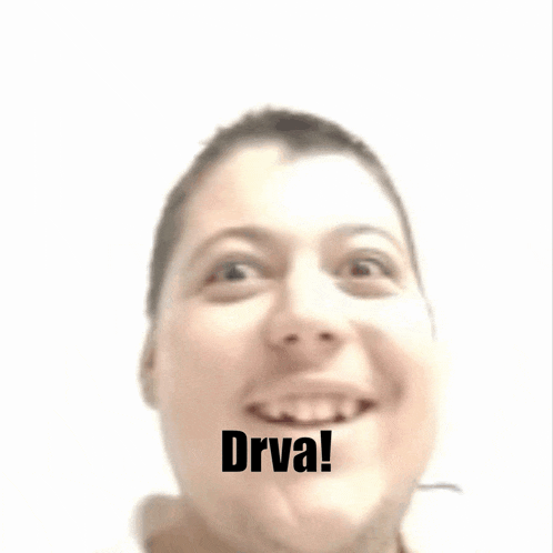 a close up of a man 's face with the word drva written on his mouth