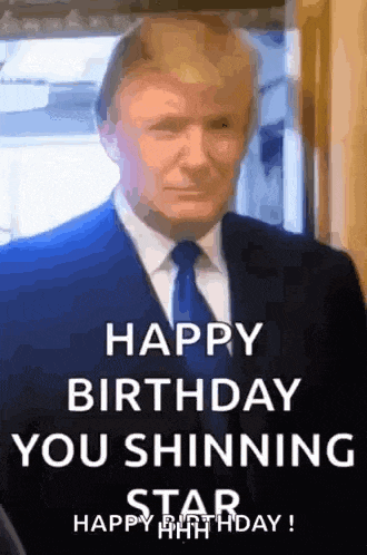 a man in a suit and tie says happy birthday you shining