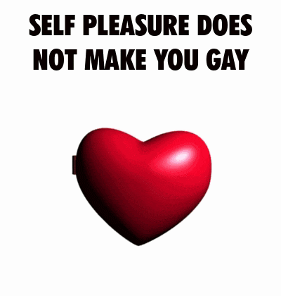 a heart shaped mirror with the words self pleasure does not make you gay above it