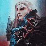 a man with long hair and a sword is standing in a painting .