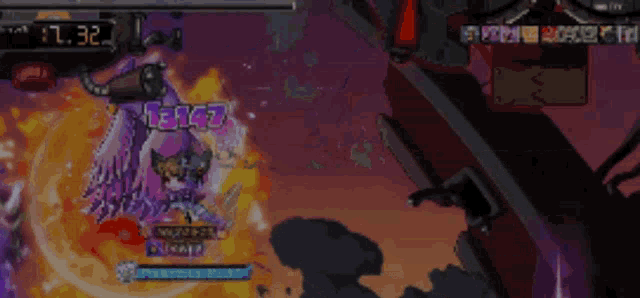 a video game screen shows a purple eagle flying over a player named heavy