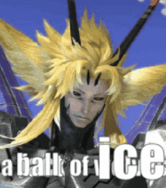 a video game character with a ball of ice written on it