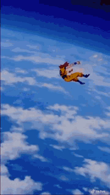 a person is flying through the air in a cartoon .