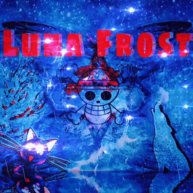 a poster that says luna frost with a skull and crossbones on it