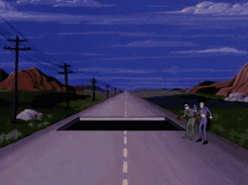 a cartoon drawing of a hand holding up a road