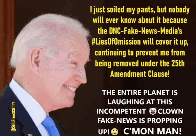 a picture of a man in a suit and tie with a caption about fake news