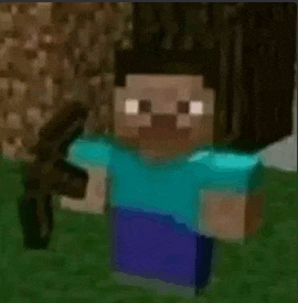 a close up of a minecraft character holding a sword in his hand .