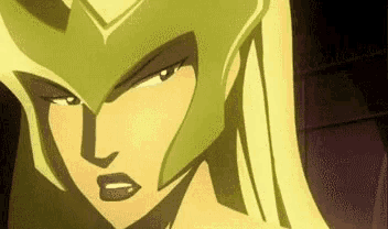a close up of a cartoon character wearing a helmet and looking at the camera .