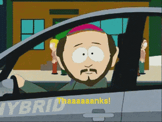 a man in a car with the word hybrid on it