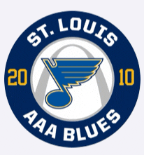 a logo for the st. louis aaa blues with a basketball in the center