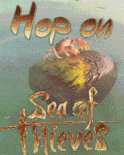 a poster that says hop on sea of thieves on it