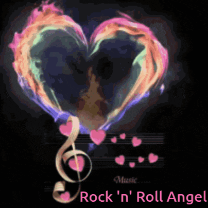 a colorful heart with the words rock 'n ' roll angel