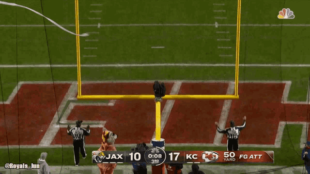 a football game between jax and kc is being played
