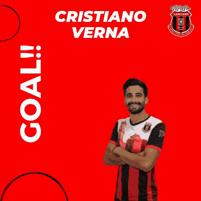 cristiano verna is a soccer player with a red background