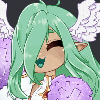 a cartoon drawing of a girl with green hair and wings