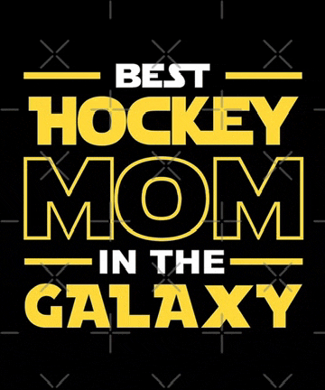 a hockey mom in the galaxy t-shirt with a black background
