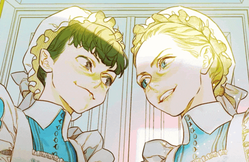 a drawing of a man and a woman covering their mouths