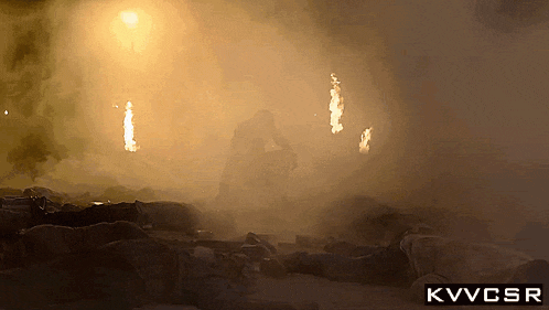 a picture of a fire with the letters kvvcsr below it