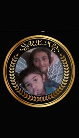 a picture of a woman and a child in a gold circle with sre.m.k. written on it