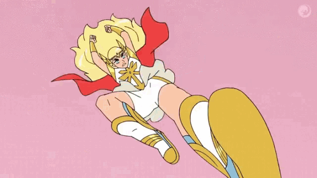 a cartoon character is kicking a purple object
