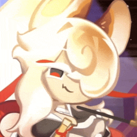 a close up of a cartoon character with long white hair holding a sword .