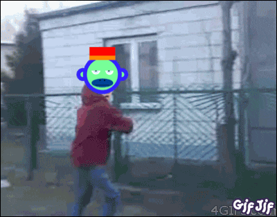 a gif of a person with a monkey head on