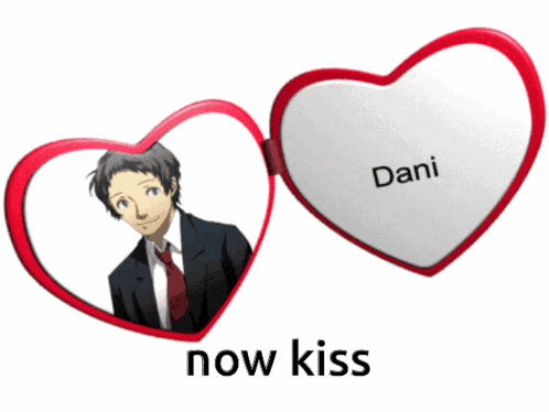 a picture of a man in a suit and tie in a heart shaped mirror with the name dani on it