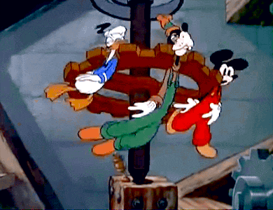 donald duck mickey mouse and goofy are playing on a ferris wheel
