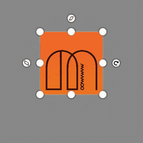 an orange square with the letter m on it is surrounded by circles