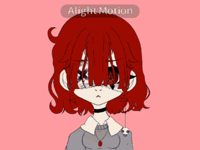 a drawing of a girl with red hair and the words alight motion below it