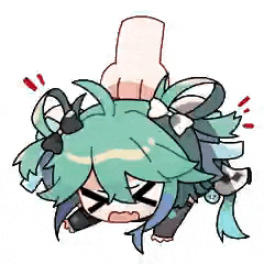 a cartoon of a girl with green hair and a bow is laying upside down .