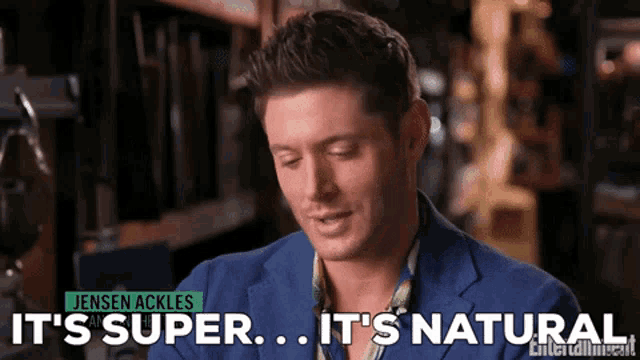 a man in a suit says it 's super it 's natural