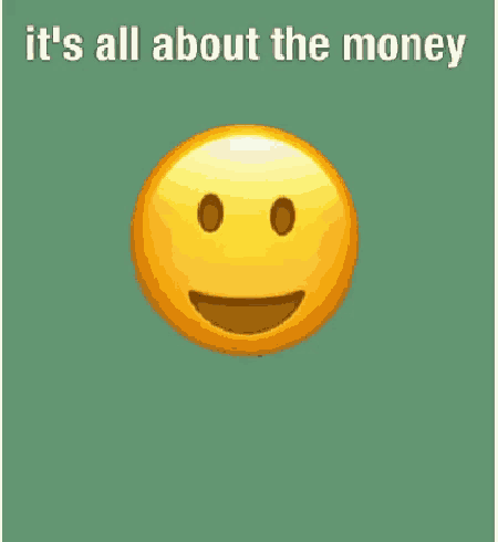 a smiley face is surrounded by money bags with dollar signs on them