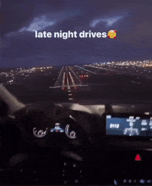 a car driving down a highway at night with the words late night drives