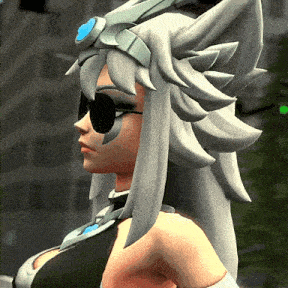 a 3d model of a woman with long white hair